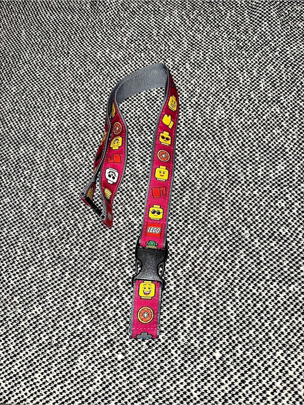 LEGO Themed Lanyard Pink & Black